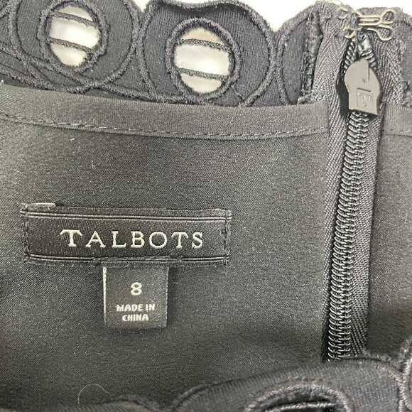 Talbots Woman’s Black A-line Dress Lace Trim Sleeveless Size 8 - Picture 4 of 6